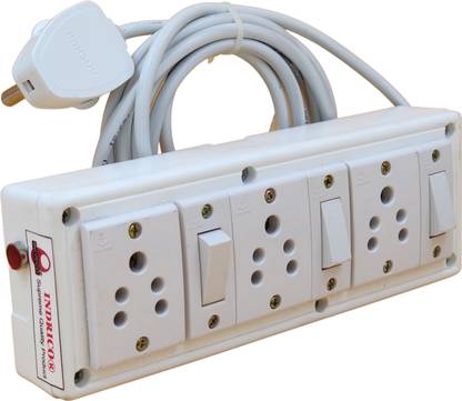 INDRICO Junction Box with Individual Switch 3+3 (Max. rating 1200W) 3  Socket Extension Boards