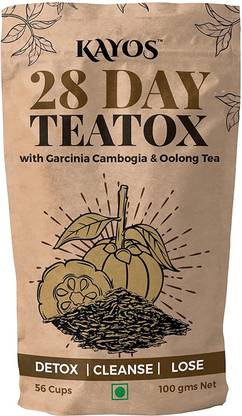 Kayos 28 Day Teatox - Detox Herbal Tea for Weight Loss - Slimming Tea with Garcinia Cambogia Garcinia, Cinnamon, Ginger, Lemon Grass Herbal Infusion Tea Pouch