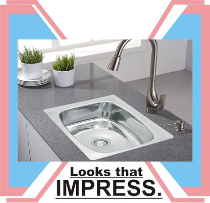 Stylla Kitchen Sink 24x18x9 Inches 4.18 kg Glossy Finish Stainless Steel Sink Premium Range Vessel Sink (SILVER) Vessel Sink