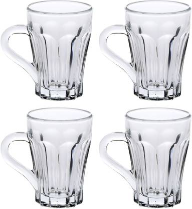 AFAST Pack of 4 Glass Afast Multipurpose Food Grade Designer Transparent, Tea/Coffee Cup, Set Of 4, Capacity 100 ML, Clear, For Home, Kitchen, Office, Bar, Serving Water, Milk, Cold Drinks & Other Bavrage