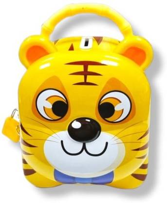 RIANZ Cool Tiger Coin Bank, Kids Iron Money Box Makes a Perfect Unique Gift, Money Piggy Banks for Boys and Girls 3-12 Years (Yellow) Coin Bank