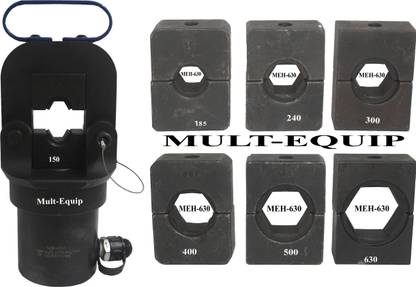 Mult-Equip MEH-630 HYDRAULIC CRIMPING HEAD WITH HANDLE DIES 150-630SQMM HEX TYPE 630SQMM HYDRAULIC HEAD CRIMPING TOOL HEX TYPE DIES INCLUDED 150, 185, 240, 300, 400, 500, 630 DIE FOR CRIMPING NON-INSULATED COPPER AND ALUMINIUM TERMINAL CABLE LUGS WITH OIL SEAL Manual Hydraulic Crimper