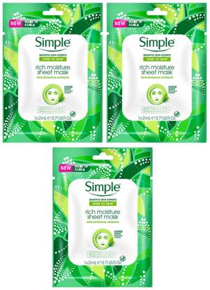 Simple RICH MOISTURE SHEET MASK 21 ML PACK OF 3