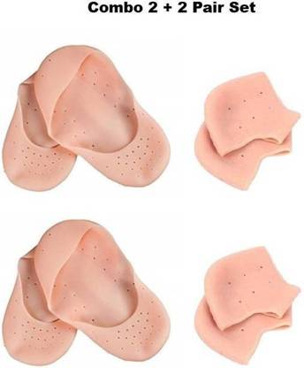 Onlinch combo of full and half anti crack silicon heel socks [ 2+ 2 pair set ]