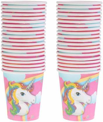 Quick (Pack of 9) Unicorn Paper Cups/Pack of 10 /Unicorn Party Theme Party Tableware, Paper Disposable Party Cups, Theme Party Glass Glass Set Water/Juice Glass