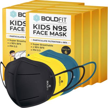 BOLDFIT N95 Mask for Kids Reusable Mask (Multicolor) Anti Pollution Anti Bacterial, Protective.Third Party Tested 5-Layer (5 Layer, 5 Ply) Mask High Quality, Protective Mask, Anti-Pollution, Anti Viral Reusable Face Mask and Anti-Bacterial 5-Layer Certified Premium Quality. Adjustable Ear Loop And n95 Mask High Quality With Melt Blown Filter Fabric Layer Reusable ( Pack Of 6) n95 mask pollution masks anti viral reusable face mask, n95 mask for kids ,N95 Mask For Kids Pack of 6, n-95 mask for kids 7 year, n95 mask for kids boys 12 years, kids mask 8 years, Children, Babies, Boys Girls. Children mask for boys and Children mask for girls. baby mask combo 2 years and baby mask combo 7 years. baby n95 face mask.n95 kids mask. kn95 face mask, n 95 face mask for kids boys and child. n95 mask for kids, , n-95 mask for kids 7 year, n95 mask for kids boys 12 years, kids mask 8 years. n95 kids mask. kn95 face mask, n 95 face mask for kids boys and child. ( Black , Yellow And Blue ) Reusable mask for kids Reusable