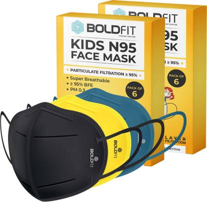 BOLDFIT N95 Mask for Kids Reusable Mask (Multicolor) Anti Pollution Anti Bacterial, Protective.Third Party Tested 5-Layer ( 5 Layer, 5 Ply) Mask High Quality, Protective Mask, Anti-Pollution, Anti Viral Reusable Face Mask and Anti-Bacterial 5-Layer Certified Premium Quality. Adjustable Ear Loop And n95 Mask High Quality With Melt Blown Filter Fabric Layer Reusable ( Pack Of 12) n95 mask pollution masks anti viral reusable face mask, n95 mask for kids ,N95 Mask For Kids Pack of 12, n-95 mask for kids 7 year, n95 mask for kids boys 12 years, kids mask 8 years, Children, Babies, Boys Girls. Children mask for boys and Children mask for girls. baby mask combo 2 years and baby mask combo 7 years. baby n95 face mask.n95 kids mask. kn95 face mask, n 95 face mask for kids boys and child. n95 mask for kids, , n-95 mask for kids 7 year, n95 mask for kids boys 12 years, kids mask 8 years. n95 kids mask. kn95 face mask, n 95 face mask for kids boys and child. ( Black , Yellow And Blue ) Reusable n95 mask for kids, , n-95 mask for kids 7 year, n95 mask for kids boys 12 years, kids mask 8 years. n95 kids mask. kn95 face mask, n 95 face mask for kids boys and child. ( Black , Yellow And Blue ) Reusable