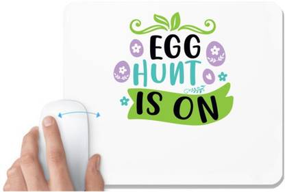 UDNAG White Mousepad 'Easter | egg hunt is onn' for Computer / PC / Laptop [230 x 200 x 5mm] Mousepad