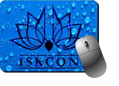 AESHWARG-Anywhere Anytime ISKCON LOGO Printed Mouse Pad with Stitched Embroidery Edge, Premium-Textured Mouse Mat, Non-Slip Rubber Base Mousepad for Laptop/Computer Mousepad