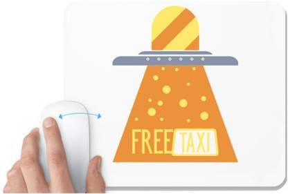 UDNAG White Mousepad 'Free Taxi' for Computer / PC / Laptop [230 x 200 x 5mm] Non Slip Base Mousepad