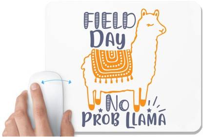 UDNAG White Mousepad 'field day no prob llama' for Computer / PC / Laptop [230 x 200 x 5mm] Mousepad
