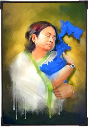 FURNATO Home Decor | UV Coated MDF Mamata Banerjee Picture Painting Digital Reprint 9 inch x 6 inch Painting