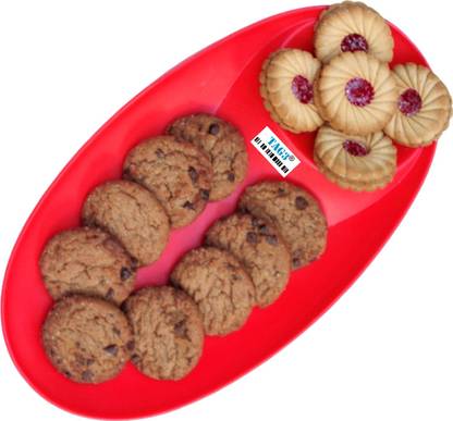 TAG3 Plastic Unbreakable Oval Shape Serving Tray Platters Set | Red Sectioned Plate