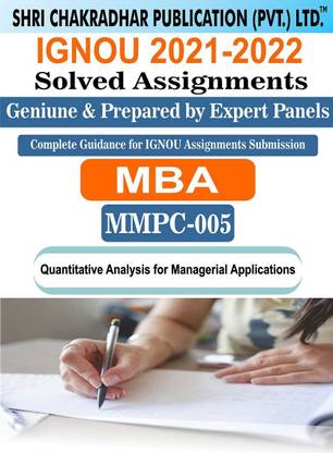 IGNOU MMPC 5 Solved Assignment 2021-22 Quantitative Analysis For Managerial Applications IGNOU Solved Assignment MBA New Syllabus
