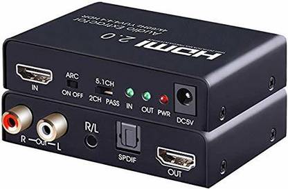 microware HDMI Audio Extractor Dolby Digital/DTS HDR10 4k 60HZ, HDMI to HDMI with Audio Optical Toslink SPDIF + 3.5mm/RCA Stereo HDMI to Audio Converter Adapter HDMI 2.0b, Supports ARC, 18Gpbs Bandwidth Media Streaming Device