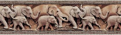 WALLDESIGN 304.8 cm Elephant Herd Wall Border Sticker - 5.25 Inch Width By 10 Feet Length Self Adhesive Sticker