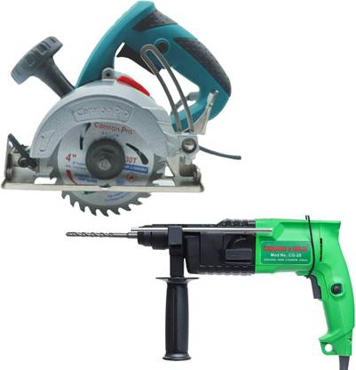 CAMRON Pro 5" Wood Cutter Machine|Plywood Cutter Machine 1700W(125mm)|12000 RPM with Wood Cutter Blade + Hammer Drilling Machine 20mm, 500W, SDS-plus,1100RPM, 3 bits Handheld Tile Cutter