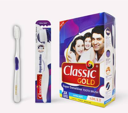CLASSIC GOLD Ultra Soft Super Sensitive Toothbrushes With Premium Dupont Tynex Bristles Pack Of 48 Ultra Soft Toothbrush