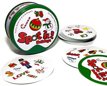 PATPAT Christmas Santa Claus Dobble Card Game Spot It! Classic Card Game | Game for Kids | Age 6+ | 2 to 8 Players | Average Playtime 15 Minutes | Eco-Blister
