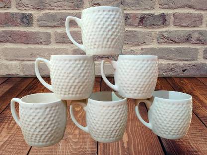 RAGHAV EMPORIUM Pack of 6 Ceramic Premium Ceramic Tea Cups Set of 6 | Coffee Mugs for Home Office - Design 4