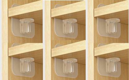 RENVA Punch Free Shelf Support Peg-Self Adhesive Shelves Clips for Kitchen Cabinet Book Shelves-Strong Partition Holders Pin for Closet Brackets Cupboard Layer-Load Bearing (Pack of -6) Hook 1