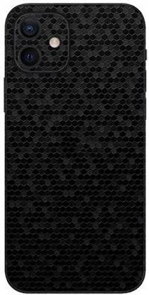 DZIRE Black Honeycomb Skin Sticker for iPhone 12, Good Adhesive, Stylish Design [Back, Camera and Side] Mobile Skin