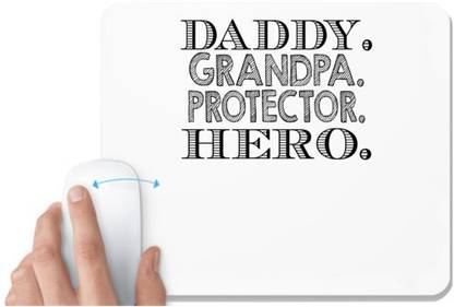 UDNAG White Mousepad 'Father | daddy grandpa protector' for Computer / PC / Laptop [230 x 200 x 5mm] Non Slip Base Mousepad