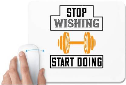UDNAG White Mousepad 'Gym | stop weshing start doing' for Computer / PC / Laptop [230 x 200 x 5mm] Non Slip Base Mousepad