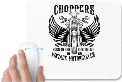 UDNAG White Mousepad 'Vintage Motorcycle | Choppers' for Computer / PC / Laptop [230 x 200 x 5mm] Mousepad