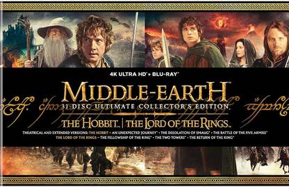 Middle Earth 6-Film Ultimate Collector's Edition from Beginning to End: Lord of the Ring Trilogy + Hobbit Trilogy (4K UHD + Blu-ray) (31-Disc Box Set) - Puzzle Box Packaging