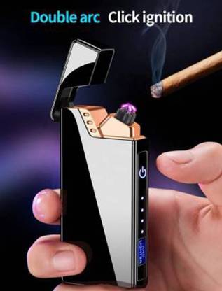 WRADER PREMIUM QUALITY Electronic Cigarette Lighter Double Arc Plasma Cigarette Lighter Flameless Windproof Portable Rechargeable USB Lighter Mini Electric Slim Cigarette USB Lighter Pocket Lighter