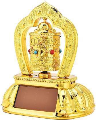 gandak Solar Rotating Tibetian Buddhist Prayer Wheel for Cars Dashboards Decorative Showpiece  -  12 cm