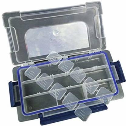 IndusBay Multipurpose Transparent Grid Storage Box with Flexible Compartments - for Jewelry, Pills, Hardware Tools, Office Stationery, Drawing Pins etc Organizer Adjustable Slots Box (Small - 15 Grids) Storage Box