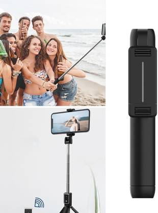 play run ™ Mini P50 - 80 Cm Long Selfie Stick Wireless Portable Universal Lightweight Mini Extendable 80 Cm Length Selfie Stick with Tripod Stand and Detachable Wireless Bluetooth Remote, Ultra Compact Selfie Stick Tripod, Tripod Clamp