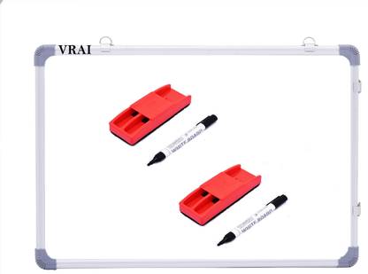 VRAI Premium Non Magnetic Non Magnetic Melamine Presents 1.5 by 2 feet Premium Quallity Whiteboard | Green Chalk Board Surface On Back SIde with 2 Marker and 2 Duster Whiteboards