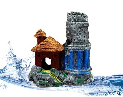 Jainsons Pet Products Aquarium Fish Tank Decoration Ornament Hut with Air Stone Bubble Diffuser River Rock Unplanted Substrate