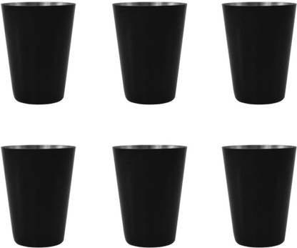 Dynore Dynore Stainless Steel Black Shot Glass- Set of 6 -50 ml 6 - Piece Bar Set