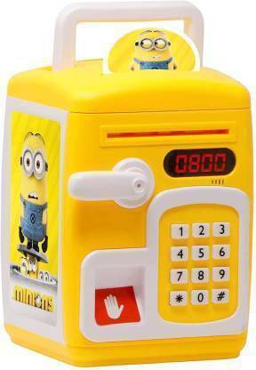 Sai Store Electric Secret Password Safe ATM Hello Kitty Money Safe Bank with Finger Print Sensor Piggy Savings Bank with Digital Lock - Pink Color (Hello Kitty Safe Fingerprint) Coin Bank (Yellow) Coin Bank