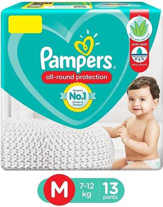 Pampers All round Protection Pants, medium size baby diapers (M), 13 Count, Lotion with Aloe Vera - M