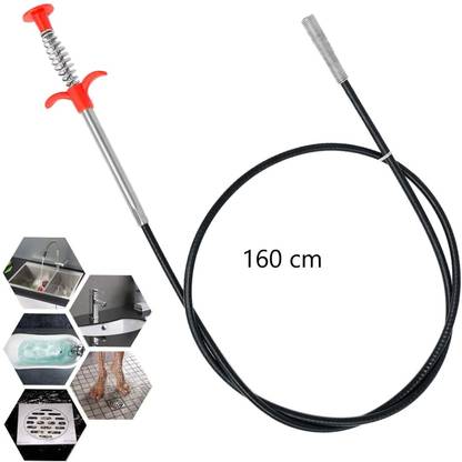 RedHooS Drain Pipe Cleaning Spring Stick, Hair Catching Drain Pipe Cleaning Claw Wire, Sink Cleaning Stick Sewer Sink Tub Dredge Remover, Spring Drain Pipe Basin Cleaner Tool (160 cm) Crystal Drain Opener