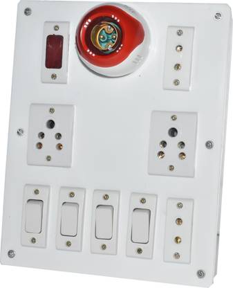 SPelectronic SWITCH BOARD (4 SWITCH ,4 SOCKET, 1 BUTTON HOLDER, 1 INDICATOR) Wall Plate