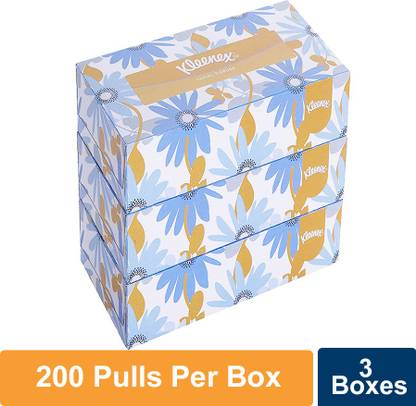 Kleenex Facial Tissue Box-2 ply Flat Box Facial Tissue - 3 Tissue Boxes x 200 Face Tissues - Sheet Size 60038