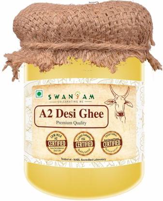 Swanyam a2 ghee | a2 Desi Cow Ghee | Desi Ghee 500 gm | a2 Bilona ghee | Desi Grass Fed Cow ghee | Pack of 1 Ghee Glass Bottle