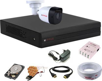 CP PLUS 4 Channal HD DVR 1080p 1Pcs,Bullet HD Camera Plug-n-Play Crystal IR LEDs for clearer Night Vision 2.4 MP 1Pcs,500 GB Hard Disk,Full combo set Security Camera
