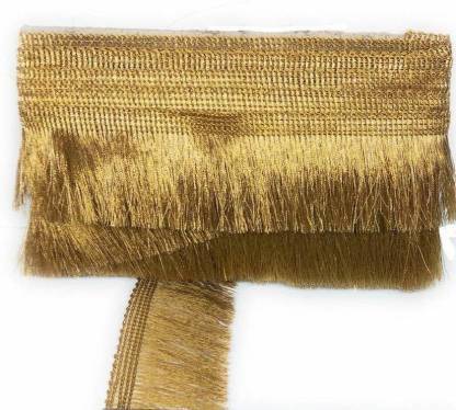 gofii Gota Patti Lace, Kiran patti lace border for Dupatta, Chunri, Fringe Lace, Tassel Lace for Saree, Lehenga, Garara, Blouse Craft Material (Golden) Lace Reel