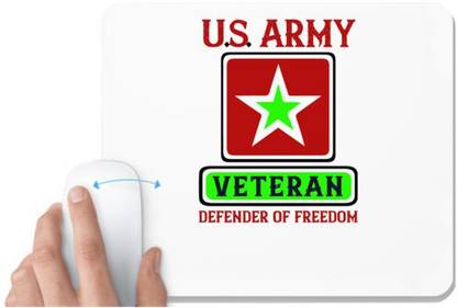 UDNAG White Mousepad 'Soldier | u.s. army veteran defender of freedom' for Computer / PC / Laptop [230 x 200 x 5mm] Non Slip Base Mousepad