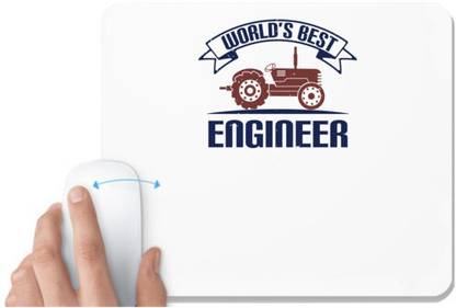 UDNAG White Mousepad 'Engineer | world's best engineer' for Computer / PC / Laptop [230 x 200 x 5mm] Non Slip Base Mousepad