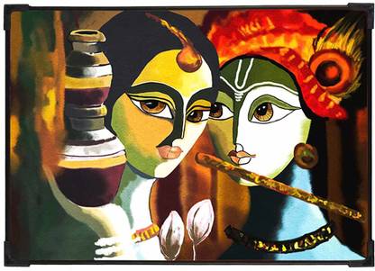 FURNATO Home Decor | Long Lasting UV Coated Hard Unbreakable MDF Board Laminated Picture of Shree Krishna | Religious Home Decor Painting Photo | MDF Long Lasting Binding (17X12, MDF16) Digital Reprint 17 inch x 12 inch Painting