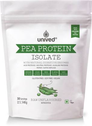 Unived Organic Pea Protein Isolate with Natural Digestive Enzymes, Vegan, 30 Servings Plant-Based Protein