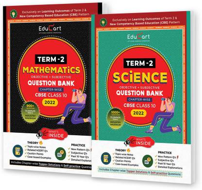 Educart TERM 2 CBSE Question Bank Bundle - Maths & Science For Class 10 Of 2022 (Now Based On The Term-2 Subjective Sample Paper Of 14 Jan 2022)